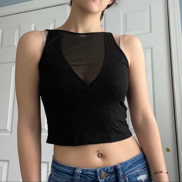 Black Mesh Tank Top - Picture 2 of 5
